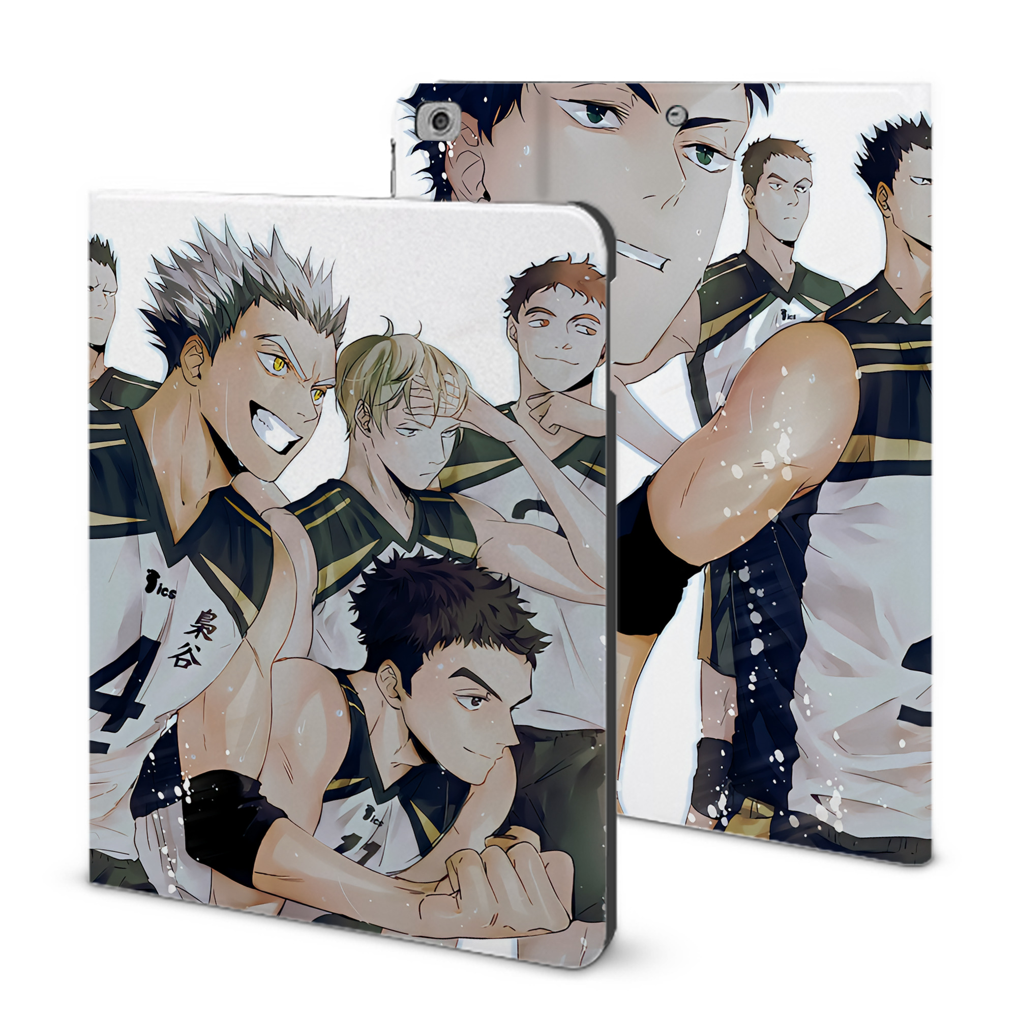 （画像用） ハイキュー!! Haikyu!! IPad ケース ブック型 PUレザー TPU 耐衝撃 軽量 薄型 ペン収納なし 全面保護 IPad 各モデル対応
